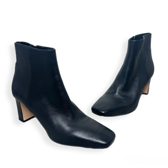 J. McLaughlin Gloria Black Leather Ankle Boots Classic Silhouette - Picture 1 of 7